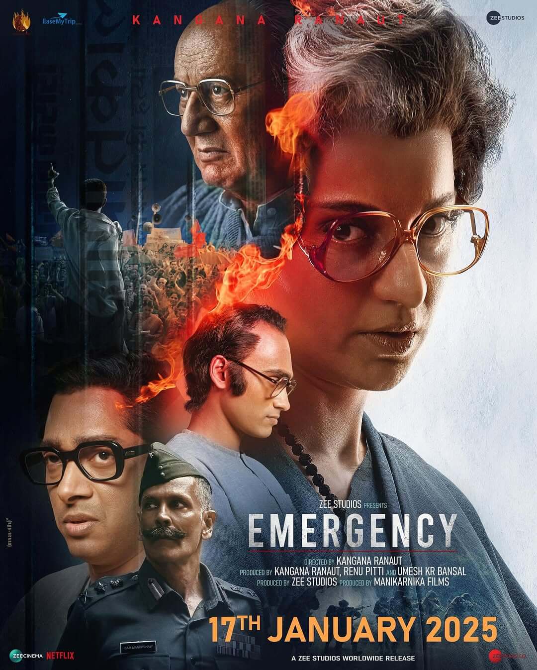 Emergency Movie (2025) - Watch Online, Release Date, Cast, Story, Budget, Collection, Trailer, Poster, Review 1 Emergency Movie Poster